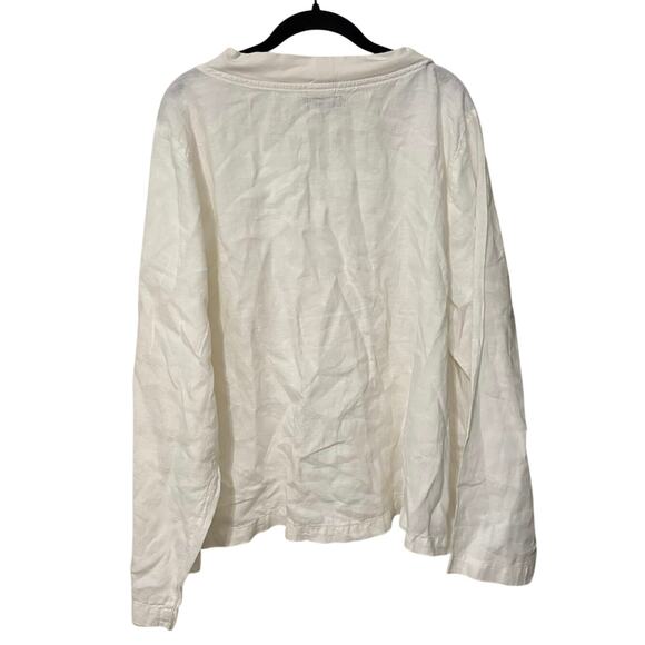 Flax 100% Linen White Chelsea Pullover Long Sleeve Top Size Large - Picture 5 of 12
